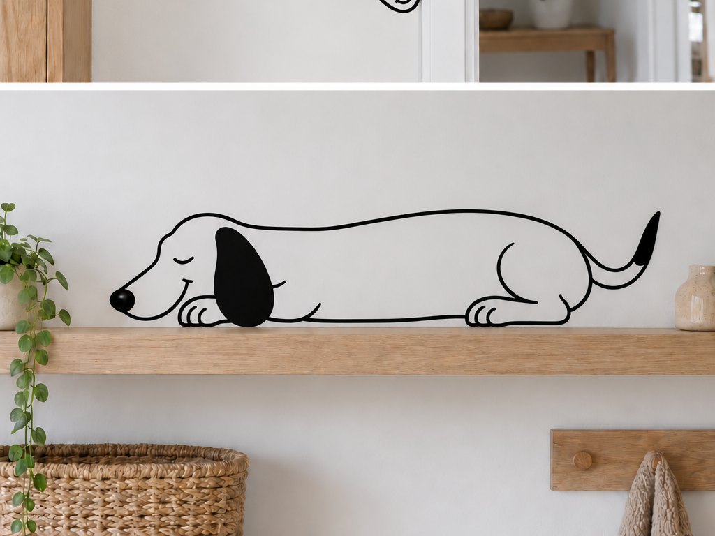 Shelf Sausage dachshund mural concept beside a shelf